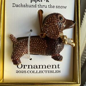 Piper K - Sparkling Brown Dachshund / Doxie Ornament - Christmas